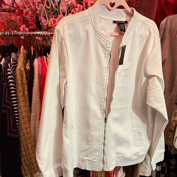 Ashley Stewart Jackets & Blazers - Ashley Stewart Classic White Bomber Jacket